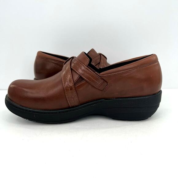 NWOT Abeo Womens Bella 24/7 Brown Leather Clogs Comfort Shoes Buckle - Picture 5 of 10